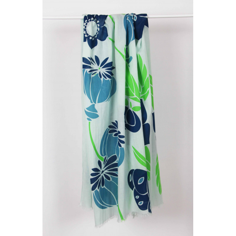 Foulard Coton Bio Poppy Bleu