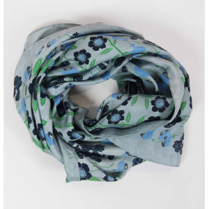 Carré Soie Flora Bleu Blue