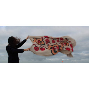 Foulard Coton Bio Prunus Rouge Red