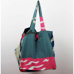 Cabas en coton upcycling Cap Breton Bleu